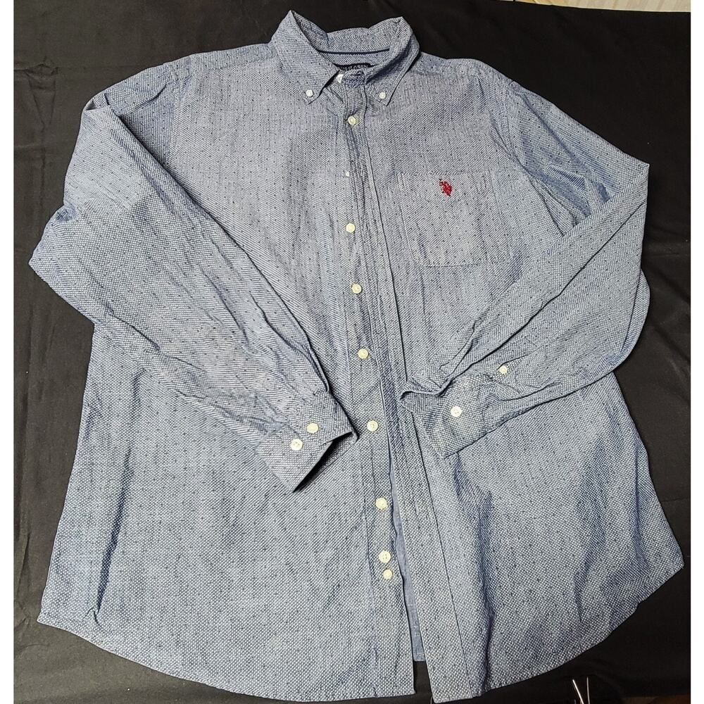 U.S. Polo Assn Men’s Blue Large Tall Long Sleeve Button-Down Shirt EUC